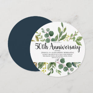 Grünes Wasserfarbenes Blatt zum 50. Hochzeitstag Einladung