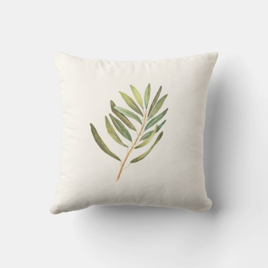 Grünes Wasserfarbenleaf Kissen (Rückseite)