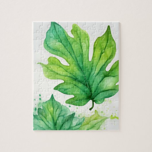 Grünes Wasserfarbenleaf Puzzle (Vertikal)