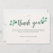 Grünes Wasserfarbenleder Elegante Rustikale Hochze Dankeskarte (Vorderseite)
