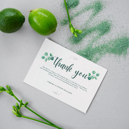 Grünes Wasserfarbenleder Elegante Rustikale Hochze Dankeskarte