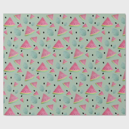 Grünes Wassermelonmuster Wasserfarbe Handgemalt Geschenkpapier (Flach)