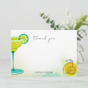 Grünes Watercolor Margarita Lime Brautparty Dankeskarte
