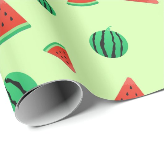 Grünes Watermelon Muster Geschenkpapier (Rolleneckpunkt)