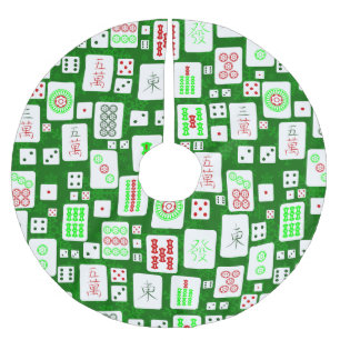 grünes Weihnachten Mahjong chinesische Kacheln Spi Polyester Weihnachtsbaumdecke