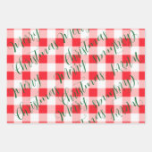 Grünes Weihnachten Rotes Karo Geschenkpapier Set (Vorderseite)