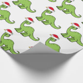 Grünes Weihnachten scherzt Dinosaurier Sankt Geschenkpapier (Ecke)