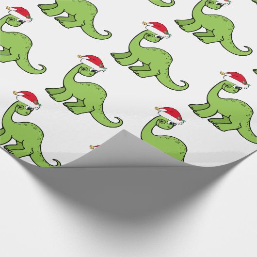 Grünes Weihnachten scherzt Dinosaurier Sankt Geschenkpapier (Ecke)