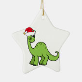Grünes Weihnachten scherzt Dinosaurier Sankt Keramik Ornament (Rechts)