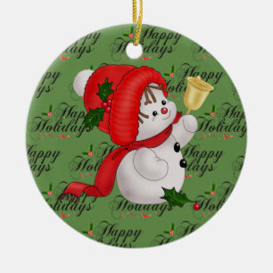 Grünes Weihnachten Süßer Schneemann Keramik Weihna Ornament