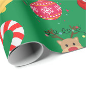 Grünes Weihnachts-Ikonen-Umbruchpapier Geschenkpapier (Rolleneckpunkt)
