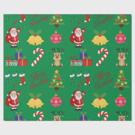 Grünes Weihnachts-Ikonen-Umbruchpapier Geschenkpapier