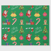 Grünes Weihnachts-Ikonen-Umbruchpapier Geschenkpapier (Flach)