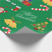 Grünes Weihnachts-Ikonen-Umbruchpapier Geschenkpapier (Ecke)