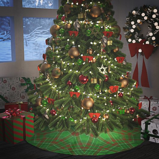 Grünes Weihnachts-Karotuch Polyester Weihnachtsbaumdecke