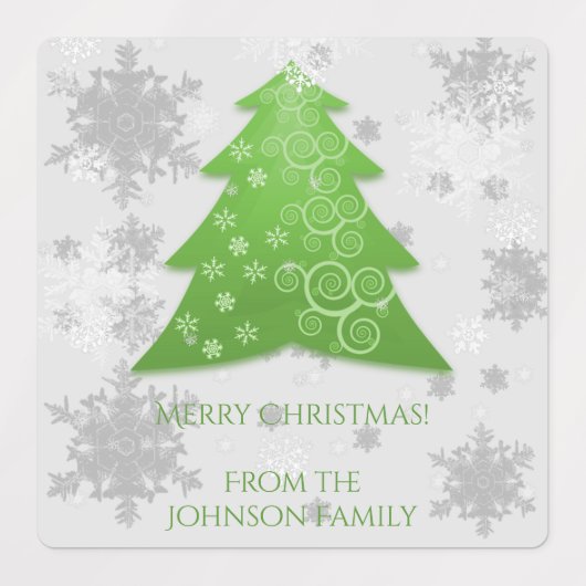 Grünes Weihnachtsbaum-Backlabel Etiketten (Design 1)