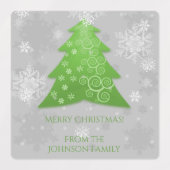 Grünes Weihnachtsbaum-Backlabel Etiketten (Design 2)