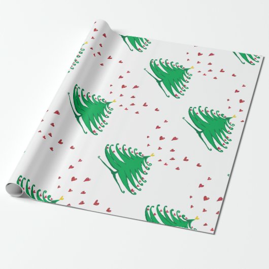 Grünes Weihnachtsbaum Hörwrapping Paper Geschenkpapier (Ungerollt)