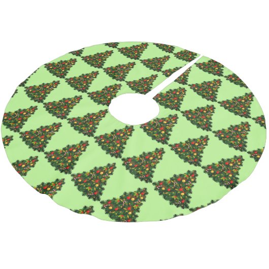 Grünes Weihnachtsbaum Muster Land Polyester Weihnachtsbaumdecke (Schrägansicht)