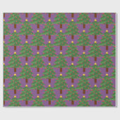 Grünes Weihnachtsbaum-Muster Thunder_Cove lila Geschenkpapier (Flach)