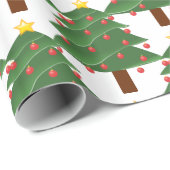 Grünes Weihnachtsbaum-Muster Thunder_Cove Weiß Geschenkpapier (Rolleneckpunkt)