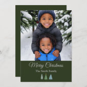 Grünes Weihnachtsbaum Personalisiertes Foto Feiertagskarte (Vorne/Hinten)
