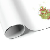 Grünes Weihnachtsbaum Rote Ornamente Umschlagpapie Geschenkpapier (Rolleneckpunkt)