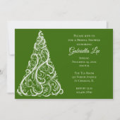 Grünes Weihnachtsbaum Winter Brautparty Einladung (Vorderseite)