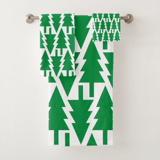 grünes Weihnachtsbaummuster Badhandtuch Set (Insitu)
