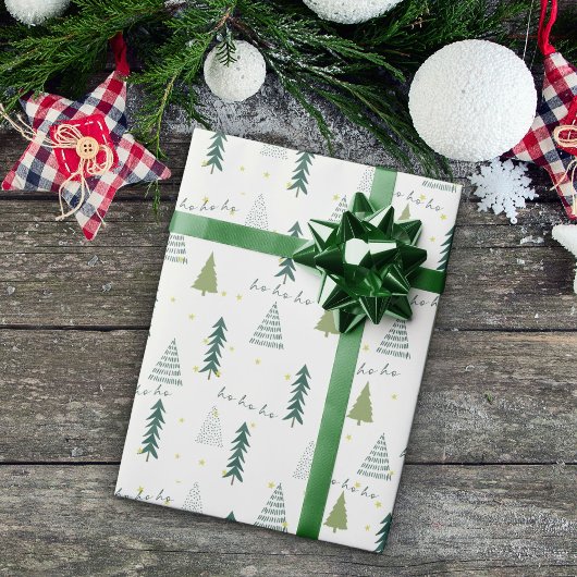 Grünes Weihnachtsbaumwrapping Paper Geschenkpapier