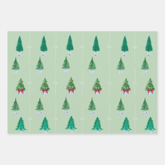Grünes Weihnachtsbaumwrapping Paper Geschenkpapier Set (Vorderseite 2)