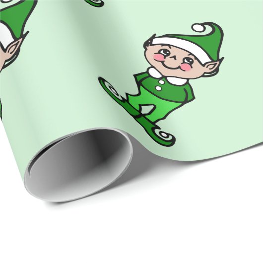 Grünes Weihnachtselfen-Wrapping-Papier Geschenkpapier (Rolleneckpunkt)