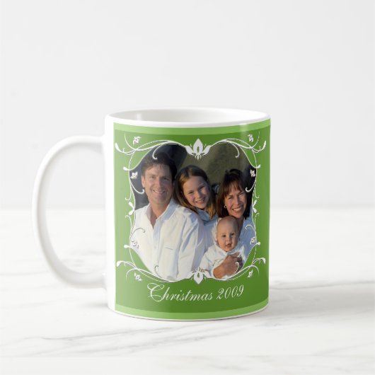 Grünes Weihnachtsferien-Foto Kaffeetasse (Links)