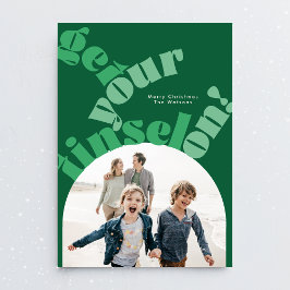 Grünes Weihnachtsfest - Oval Arch Foto Feiertagskarte