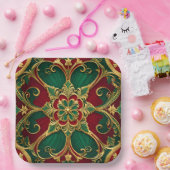 Grünes Weihnachtsgeschenk Pappteller (Party)