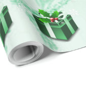 Grünes Weihnachtsgeschenkpapier Geschenkpapier (Rolleneckpunkt)