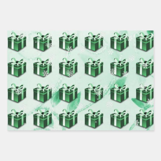 Grünes Weihnachtsgeschenkpapier Geschenkpapier Set (Vorderseite 3)