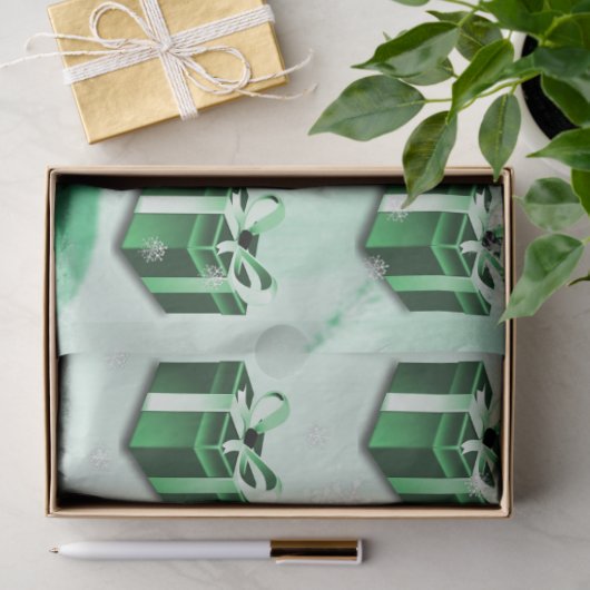 Grünes Weihnachtsgeschenkpapier Seidenpapier (Geschenk)