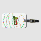 Grünes Weihnachtsgeschöpf mit festlichen Lichtern Gepäckanhänger (Vorderseite (Horizontal))