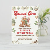Grünes Weihnachtskochen Sweet One 1. Geburtstag Einladung (Stehend Vorderseite)