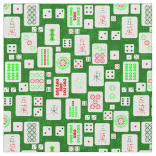 Grünes Weihnachtsmahjong chinesisches Fliesenspiel Stoff