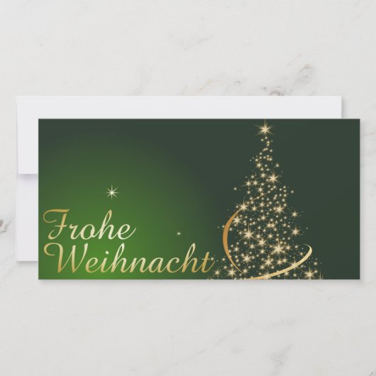 Grünes Weihnachtsmotiv mit goldenem Weihnachtsbaum Dankeskarte (Vorderseite)