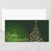 Grünes Weihnachtsmotiv mit goldenem Weihnachtsbaum Dankeskarte (Vorne/Hinten)