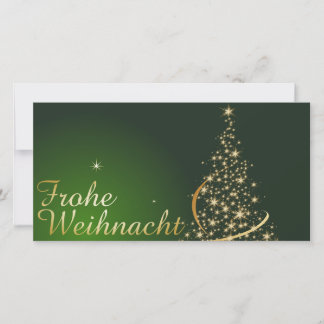 Grünes Weihnachtsmotiv mit goldenem Weihnachtsbaum Dankeskarte