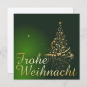 Grünes Weihnachtsmotiv mit goldenem Weihnachtsbaum Einladung (Vorne/Hinten)