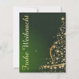 Grünes Weihnachtsmotiv mit goldenem Weihnachtsbaum Einladung