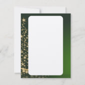 Grünes Weihnachtsmotiv mit goldenem Weihnachtsbaum Einladung (Rückseite)