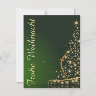 Grünes Weihnachtsmotiv mit goldenem Weihnachtsbaum Einladung