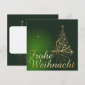Grünes Weihnachtsmotiv mit goldenem Weihnachtsbaum Einladung (Vorne/Hinten)