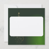 Grünes Weihnachtsmotiv mit goldenem Weihnachtsbaum Einladung (Rückseite)
